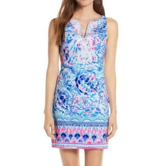 Lilly Pulitzer Gabby Shift Dress Party Wave Breakwater Print Colorful Bright - Picture 2 of 7